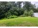 Lush green backyard with mature trees, offering a private and serene outdoor space at 3401 Grosbeak Way, Raleigh, NC 27616