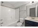 Full bathroom with a shower-tub combination and a vanity with a sink at 3401 Grosbeak Way, Raleigh, NC 27616