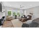 Comfortable living room with neutral colors, ample seating, and large windows offering natural light at 365 Middleton Pl, Chapel Hill, NC 27516