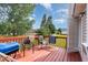 Outdoor deck featuring furniture, BBQ, and backyard views for relaxing or entertaining at 432 Barn View Ct, Fuquay Varina, NC 27526