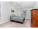 Bright bedroom with a vaulted ceiling, ceiling fan, and view of the window at 432 Barn View Ct, Fuquay Varina, NC 27526