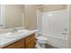 Full bathroom with a single sink vanity and tub and shower combination at 4802 Parkville Dr, Raleigh, NC 27604