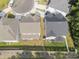 Aerial view showing the home's backyard, roof, and proximity to neighboring houses at 533 Kings Lake Way, Durham, NC 27703