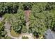 Aerial view of a beautiful home surrounded by mature trees and lush greenery at 81106 Alexander, Chapel Hill, NC 27517