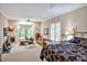 Spacious main bedroom features carpeting, fireplace, bay window, and ceiling fan at 81106 Alexander, Chapel Hill, NC 27517