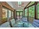 Inviting screened porch with ceiling fan, featuring ample seating and views of the lush, private backyard at 81106 Alexander, Chapel Hill, NC 27517