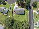 Aerial view of a home with a spacious backyard, patio, and well-maintained landscaping at 1 Saturn Court Ct, Durham, NC 27703