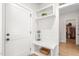 Inviting entryway with built-in bench, shelf, and convenient access to the home and closet at 1050 Southern High School Rd, Burlington, NC 27215
