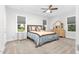 Comfortable bedroom with a ceiling fan, carpet, and neutral décor at 109 Box Elder Way, Zebulon, NC 27597