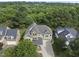 Desirable aerial view featuring an elegant home with a well-manicured lawn and inviting curb appeal at 1133 Heritage Greens Dr, Wake Forest, NC 27587