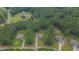 Wide aerial perspective of several houses nestled among dense, mature trees at 1210 Bayview Ct, Franklinton, NC 27525