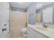 Bathroom featuring a tub-shower combo, toilet, and single sink with vanity at 1230 Sykes Rd, Spring Hope, NC 27882