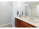Bathroom with double sink, marble countertop, vanity and shower at 139 His Way, Middlesex, NC 27557