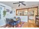 Stylish dining area with hardwood floors and an open layout to the kitchen at 1516 Edgevale Rd, Durham, NC 27701