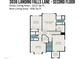 Second floor plan illustrating the bedrooms, bathrooms, and laundry layout at 3036 Landing Falls Ln, Raleigh, NC 27616