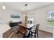 Open dining area with lots of light, a view of the backyard and modern decor at 3194 Retama Run, New Hill, NC 27562