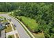 Aerial view of the fenced dog park and surrounding greenery, creating an inviting space for pets and their owners at 3194 Retama Run, New Hill, NC 27562
