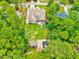Aerial view of a home showcasing backyard with a firepit at 39 Westover Ct, Sanford, NC 27332
