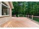 Expansive wood deck with views of the private backyard and surrounding greenery at 4905 Ivercroft Pl, Fuquay Varina, NC 27526
