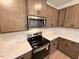 Modern kitchen with stainless steel appliances, stylish cabinetry and a mosaic tile backsplash at 507 Eastwood St, Durham, NC 27704