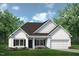 Charming single-story home with a white exterior, complemented by a well-manicured lawn and inviting curb appeal at 522 Olivia Crossing Ct # 18, Four Oaks, NC 27524