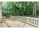 Exterior deck with wood flooring and railing at 5429 Fortunes Ridge Dr, Durham, NC 27713