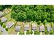 Aerial view of homes in a community surrounded by lush trees and well-maintained lawns at 642 Collington Dr, Mebane, NC 27302