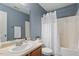Simple bathroom with a tub/shower combo and a single sink vanity at 65 Alcock Ln, Youngsville, NC 27596