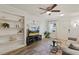 Bright living room boasts built-in shelving, contemporary decor, and a comfortable seating area at 7002 Longstreet Dr # C, Raleigh, NC 27615