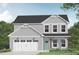 Artistic rendering of a two-story house with a two-car garage and light gray siding at 10 Malbec Way, Youngsville, NC 27596