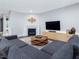 Comfortable living room featuring a fireplace, entertainment center, and stylish coffee table at 128 Chapel Run Way, Chapel Hill, NC 27517