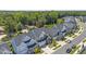 Aerial view of a charming neighborhood showcasing well-maintained homes and lush green landscaping at 217 Tumbling River Dr, Wendell, NC 27591