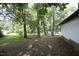 Large grassy backyard surrounded by mature trees at 3204 Friar Tuck Rd Rd, Raleigh, NC 27610