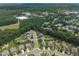 Expansive aerial view of a neighborhood with lush greenery and well-maintained homes on a sunny day at 3601 Lily Orchard Way, Apex, NC 27539