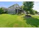 Charming two-story home with gray siding, manicured lawn, landscaping, and a welcoming front porch at 3601 Lily Orchard Way, Apex, NC 27539