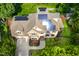 Stunning aerial view of the home, showcasing its well-manicured landscaping and solar panels at 429 Carolina Cir, Durham, NC 27707