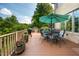 Large deck with outdoor seating, barbecue grill, and serene backyard views at 429 Carolina Cir, Durham, NC 27707