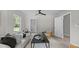 Living room showcasing a modern couch, stylish decor, and an open doorway at 505 Hawfields Rd, Mebane, NC 27302