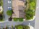 Aerial view of townhome complex with lush landscaping and ample parking at 5515 South Roxboro # 32, Durham, NC 27713