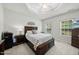 Spacious bedroom with a large bed, tray ceiling, and bright windows at 605 Smallwood Dr, Durham, NC 27703