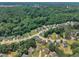 Wide aerial shot of a suburban neighborhood surrounded by lush, mature trees and green spaces at 71 Herndon Ct, Clayton, NC 27520
