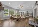 Spacious living room with hardwood floors and views of the backyard at 7410 Chouder Ln, Wake Forest, NC 27587