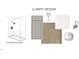 Lower Level bathroom design with a fiberglass shower, neutral cabinet, countertop and wood-look flooring at 749 Parc Townes Dr # 33, Wendell, NC 27591