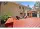 A spacious backyard with deck and seating area is great for entertaining at 7808 Sandy Bottom Way, Raleigh, NC 27613