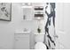 Modern bathroom featuring new vanity with decorative mirror and lighting, with stylish shower curtain at 801 Lincoln Dr, Rocky Mount, NC 27801