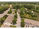 Overhead shot of brown townhouses nestled in a serene community, surrounded by lush trees at 809 Davidson Point Rd, Cary, NC 27513