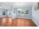 Open dining area with hardwood floors, recessed lighting, and neutral paint at 809 Davidson Point Rd, Cary, NC 27513