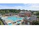 A birds eye view of the outdoor pool and amenity center at 948 Consortium Dr, Raleigh, NC 27603