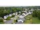 An aerial view of a neighborhood, showing the home's proximity to the Raleigh skyline, just a 12-minute drive away at 2012 Summer Shire Way, Raleigh, NC 27604