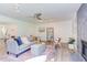 Spacious living room with stylish furniture and a stone fireplace at 2014 Athens Ave, Durham, NC 27707